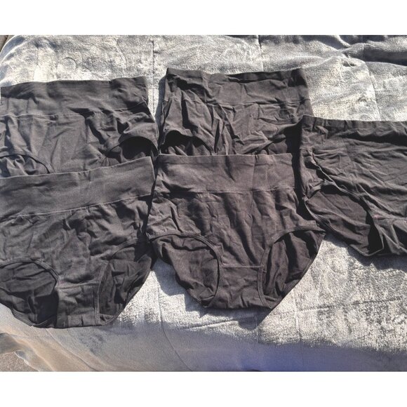 6-Pack High-Waisted Black Womens Briefs Medium Size Cotton & Spandex Blend Comfo - Picture 2 of 5